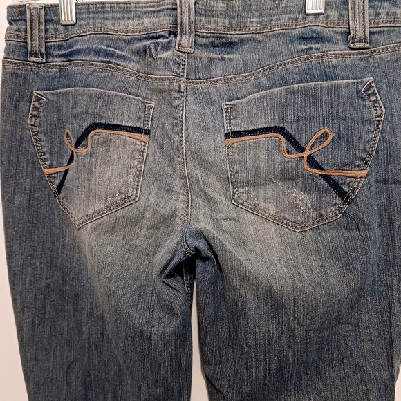 Y2K Flared Jeans Bell Flare Acid Wash Medium Blue Boho Bohemian Festival Vntg 7 - Picture 2 of 14